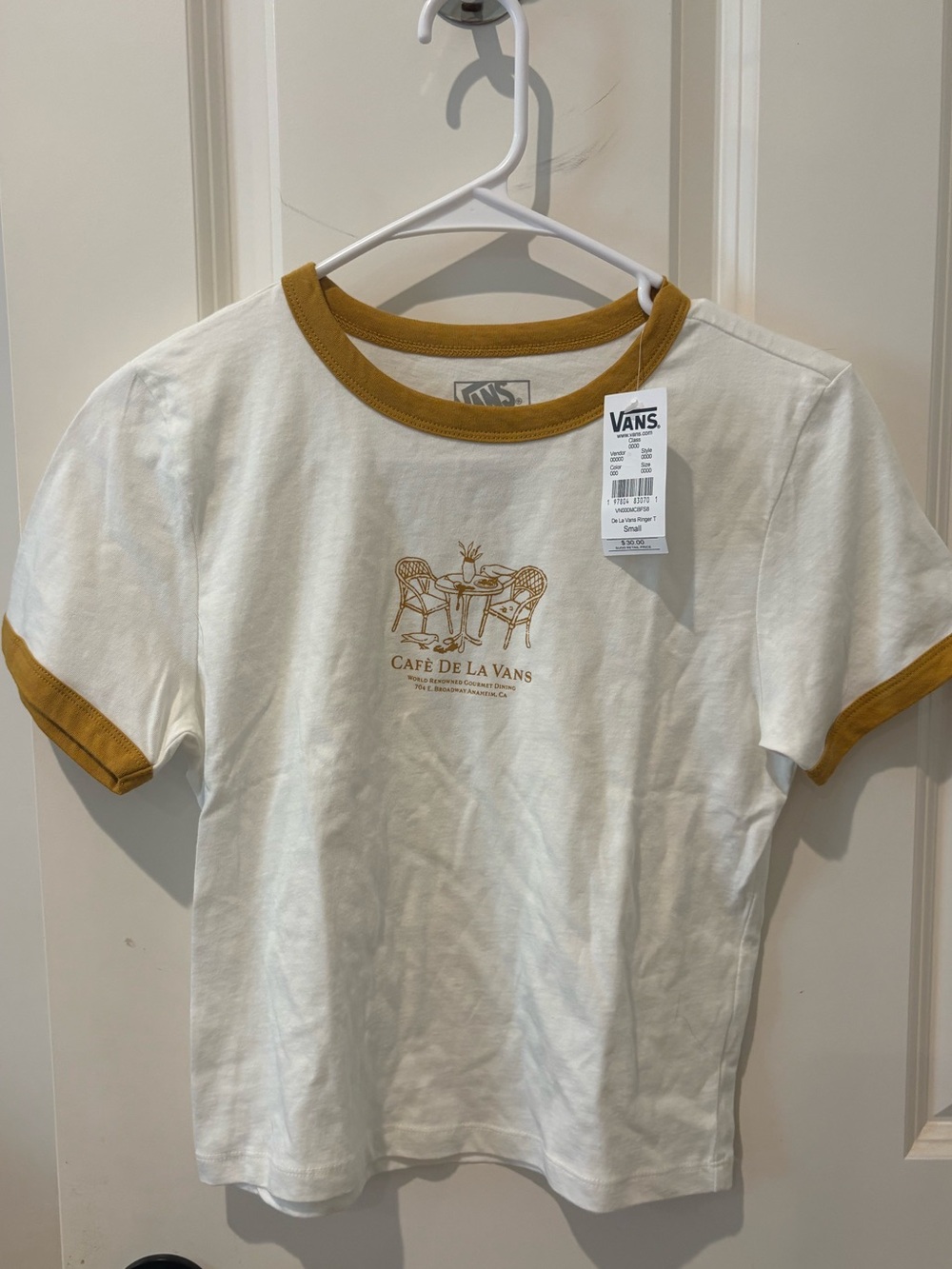 Vans Cream Ringer Tee with Mustard Trim